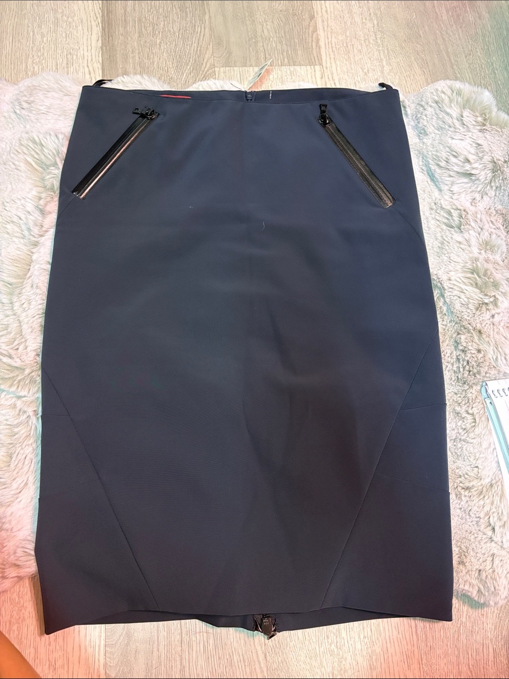 Prada Navy Pencil Skirt with Back Zip Details